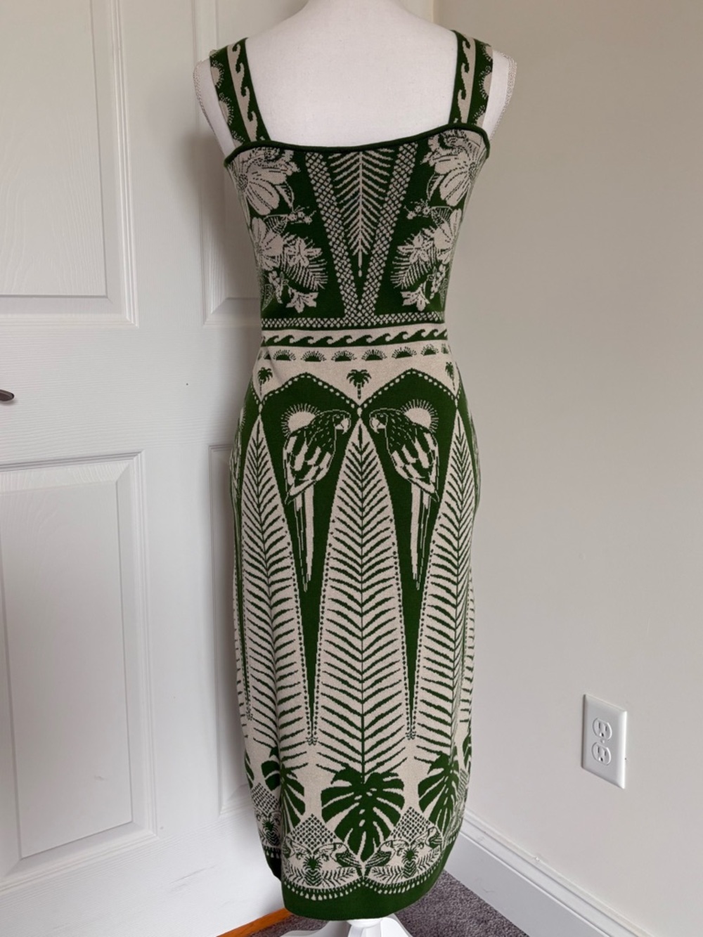FARM Rio Green and Cream Macaw Knit Midi Dress - Picture 2 of 7